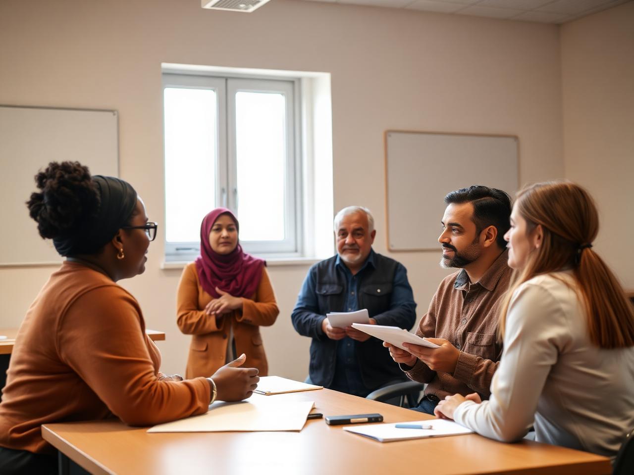 Instructor leading a hands-on training workshop for adult students